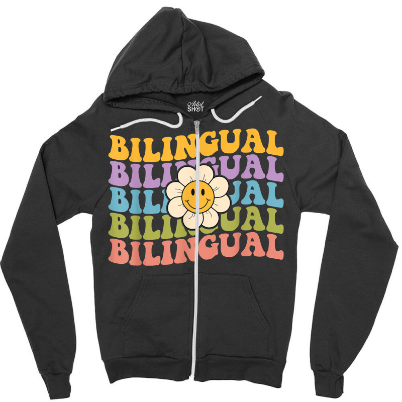 Retro Groovy Bilingual Teachers Back To School Bilingual T Shirt Zipper Hoodie by uekirstockpg | Artistshot