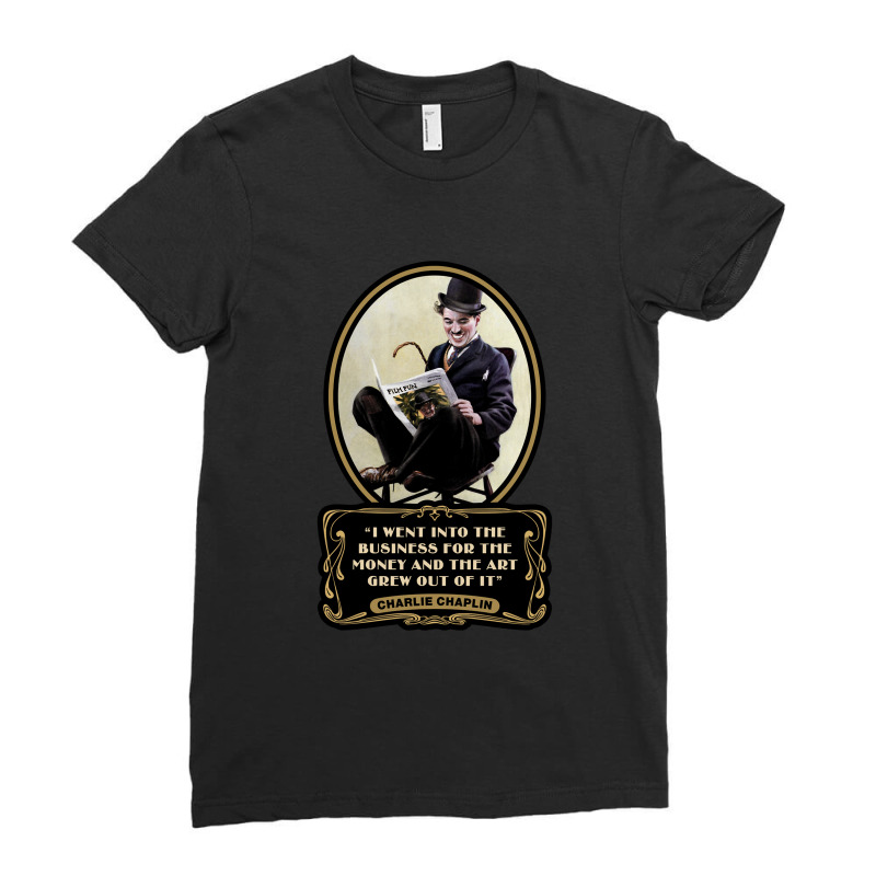 Graphic Picture Chaplin Man Day Gift Ladies Fitted T-Shirt by ElisaArtists | Artistshot