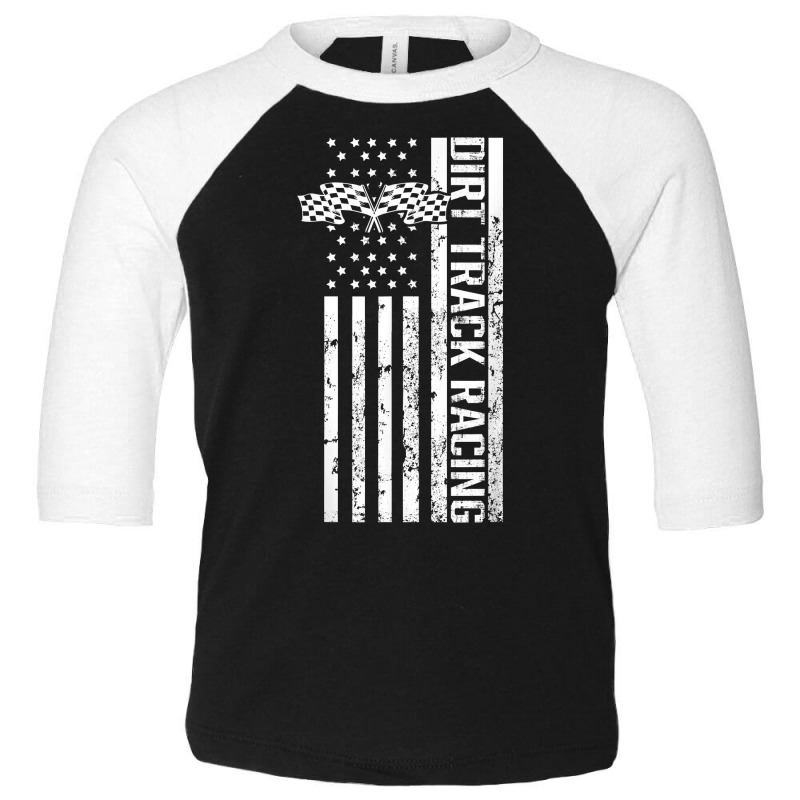 Dirt Track Racing Usa Flag American Motocross Stock Car Race T Shirt Toddler 3/4 Sleeve Tee by ebonycry | Artistshot