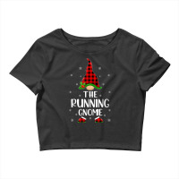 Red Buffalo Plaid Matching The Running Gnome Christmas Crop Top | Artistshot