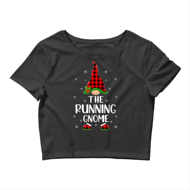 Red Buffalo Plaid Matching The Running Gnome Christmas Crop Top by NathanielDesign | Artistshot