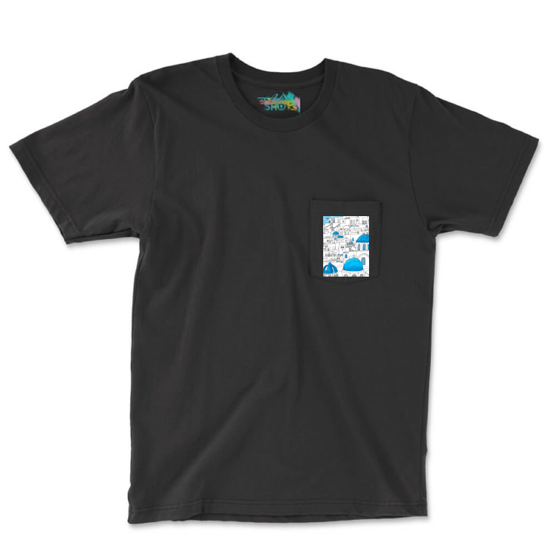 Santorini Blue And White Paradise Pocket T-Shirt by Kelly J | Artistshot