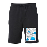 Santorini Blue And White Paradise Fleece Short | Artistshot