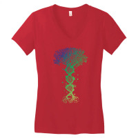 Dna Tree T  Shirt D N A Tree Of Life Genetics Colorful Biology Science Women's V-neck T-shirt | Artistshot