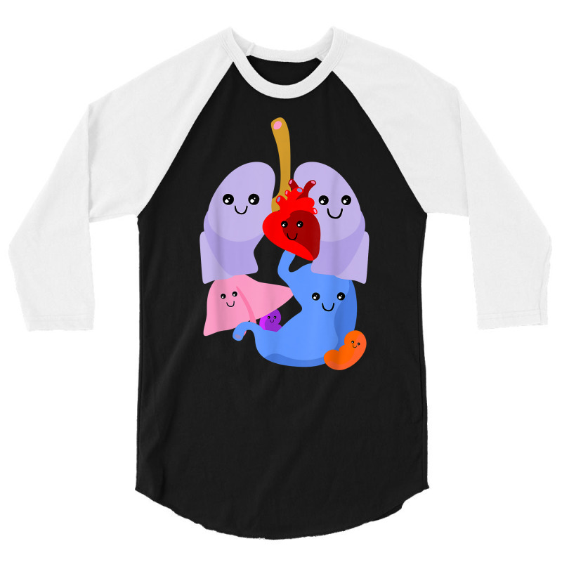 Anatomy Physiology Heart Lungs Vital Organs Illustration T Shirt 3/4 Sleeve Shirt by caulkyuladdenrxi | Artistshot