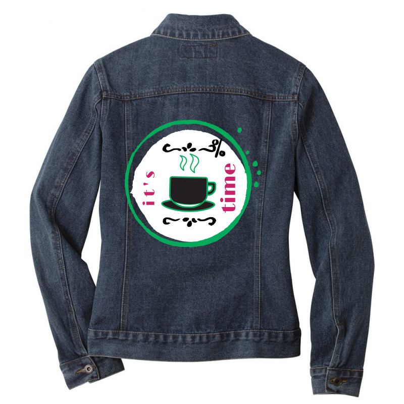 Coffee Time 2 Ladies Denim Jacket by basma200 | Artistshot