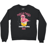 Tails And Tales Summer Reading 2021 Flamingo Book Lovers Crewneck Sweatshirt | Artistshot