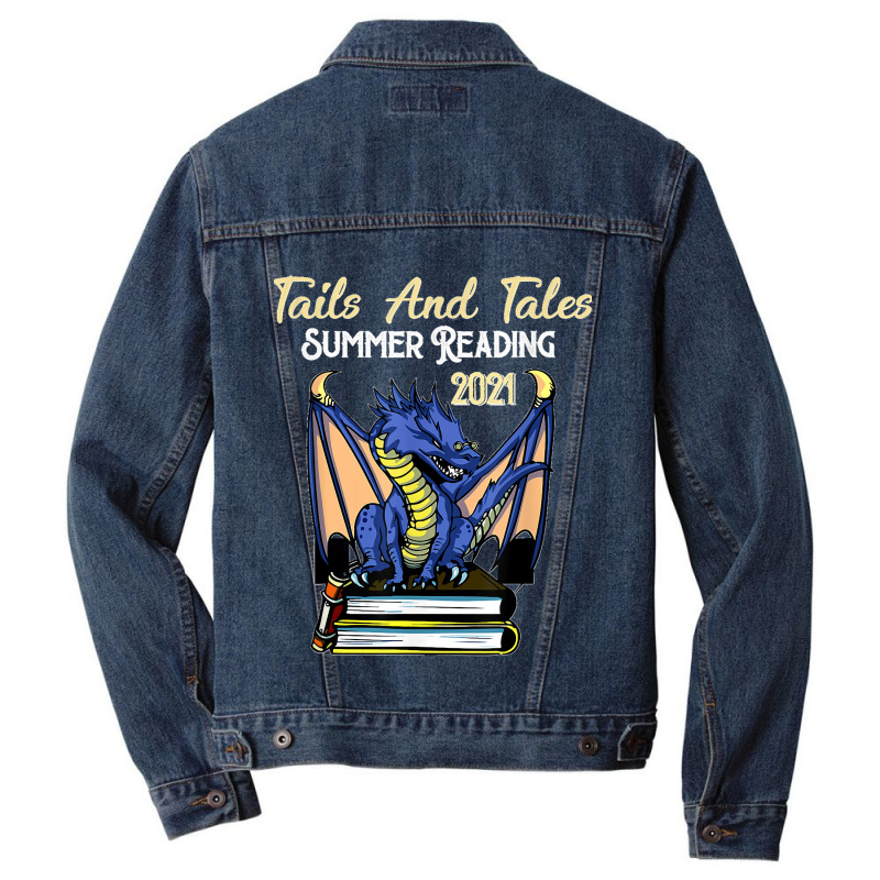 Tails And Tales Summer Reading 2021 Librarian Library Dragon Men Denim Jacket by WirtzRichard | Artistshot