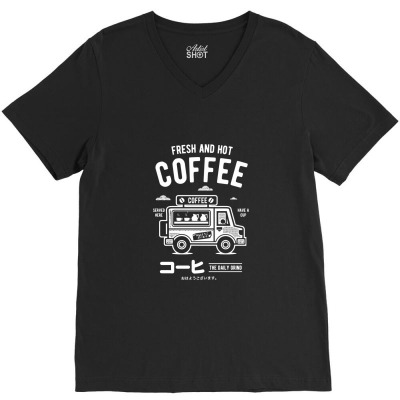 Fresh And Hot Coffee V-neck Tee Designed By Yusupsd