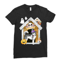 Funny Halloween Siberian Husky T  Shirt Halloween Siberian Husky Dog W Ladies Fitted T-shirt | Artistshot