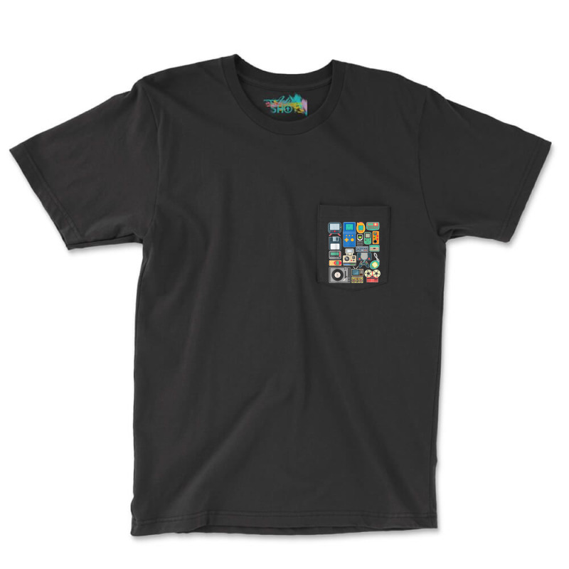 80s 90s Video Game Retro Vintage Classic Arcade Painting Pocket T-Shirt by FrederickDesign | Artistshot