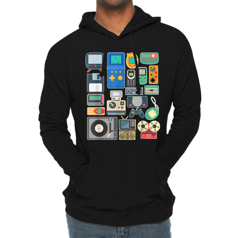 80s 90s Video Game Retro Vintage Classic Arcade Painting Lightweight Hoodie by FrederickDesign | Artistshot