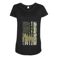 Vintage Hunting Camouflage Us Flag Australian Cattle Dog Maternity Scoop Neck T-shirt | Artistshot