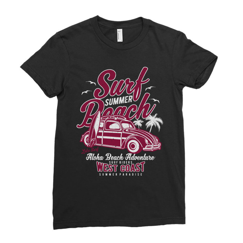 Surf Summer Beach Ladies Fitted T-shirt | Artistshot