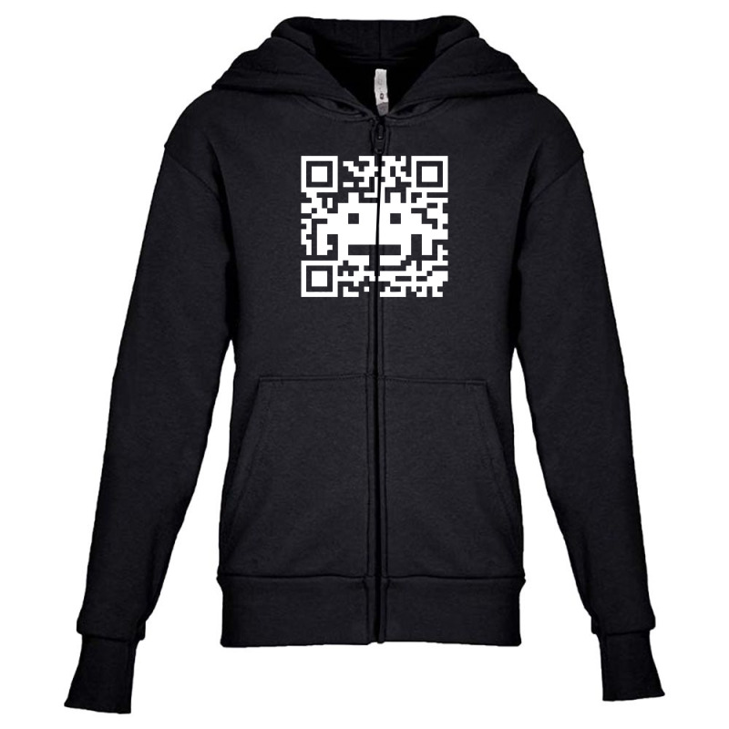 Space Alien Qr Code Youth Zipper Hoodie | Artistshot