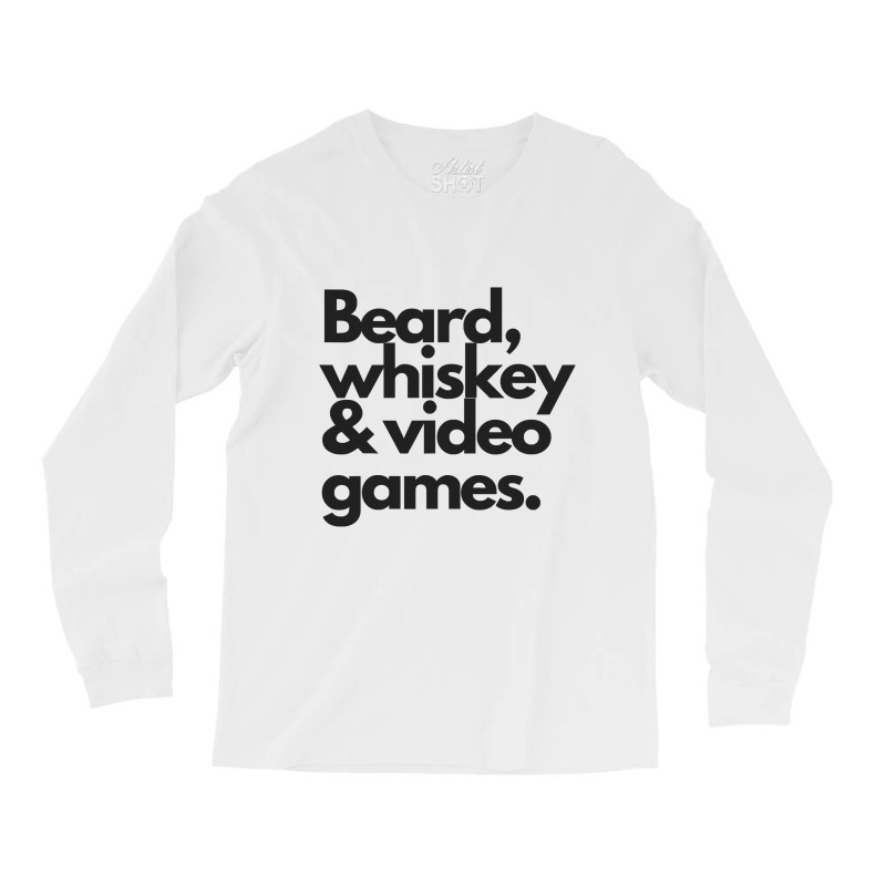 Beard, Whiskey   Video Games  Manly Whiskey Drinker Long Sleeve Shirts | Artistshot