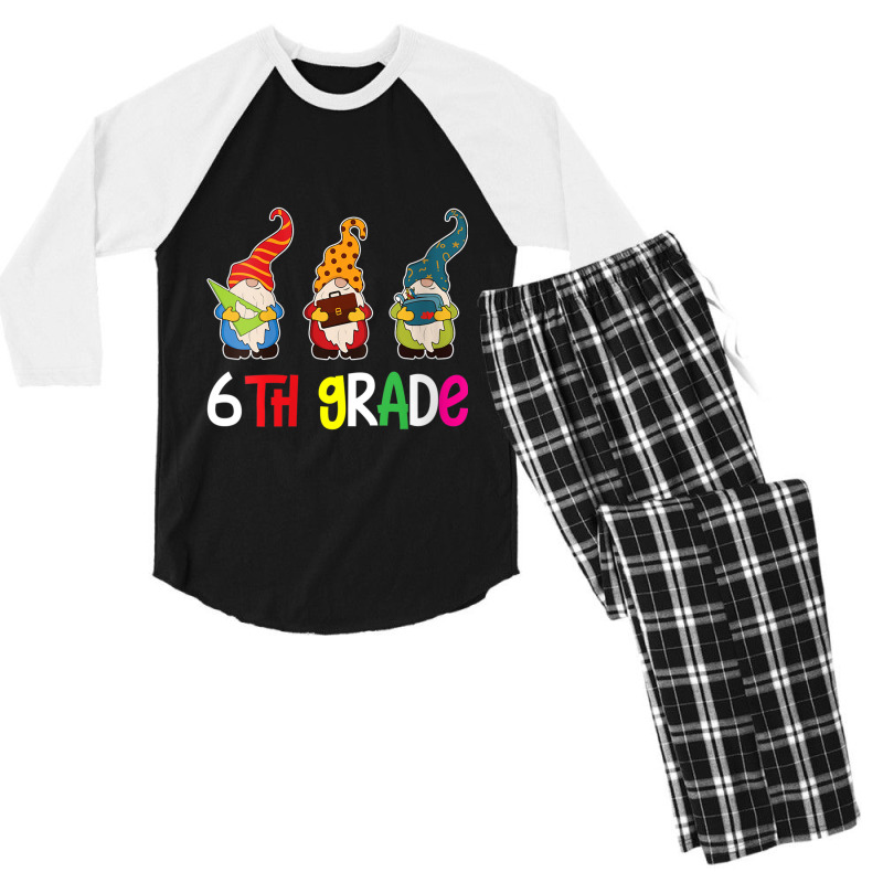 Womens First Day Teacher Back To School Gnomes 6th Grade Crew Men's 3/4 Sleeve Pajama Set | Artistshot