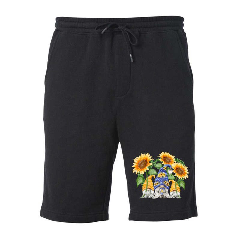 Womens Floral Sunflower Gnome Love & Heart For Hippies And Gardener Fleece Short | Artistshot