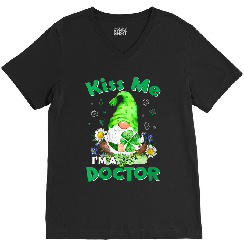 Womens Funny Doctor Nurse Gnomes St Patrick's Day Tee Nursing Lover V-neck Tee | Artistshot