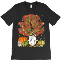 Womens Funny Gnome Leopard & Pumpkin Autumn Leaves Thanksgiving T-shirt | Artistshot