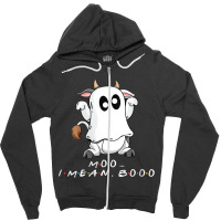 Womens Funny Halloween Moo I Mean Boo Funny Ghost Cow Zipper Hoodie | Artistshot