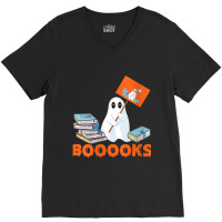 Womens Ghost Booooks Funny Halloween Boo Reading Books V-neck Tee | Artistshot