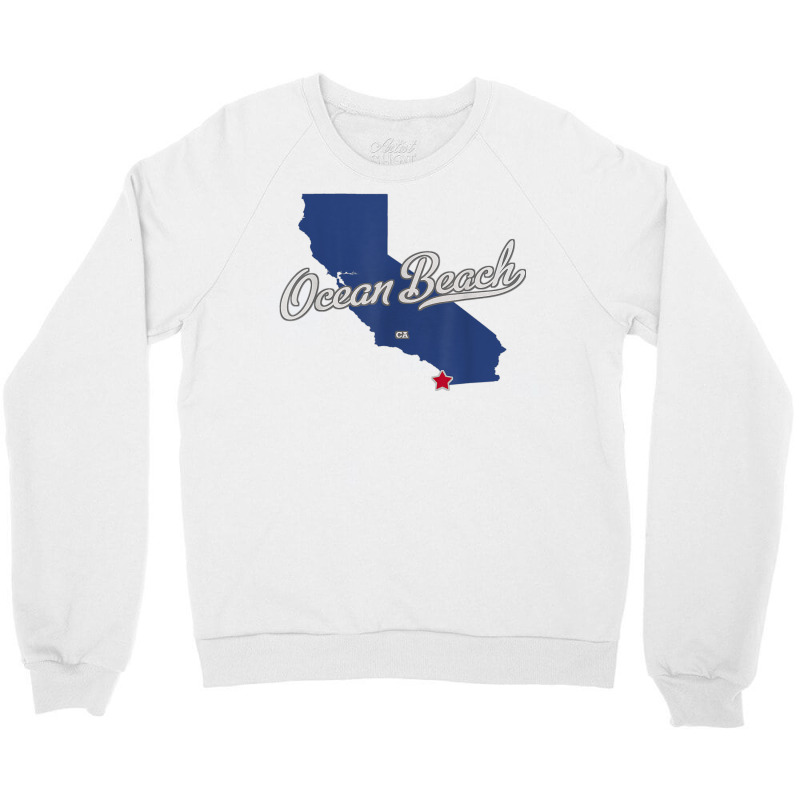 Ocean Beach California San Diego Ca Map T Shirt Crewneck Sweatshirt | Artistshot