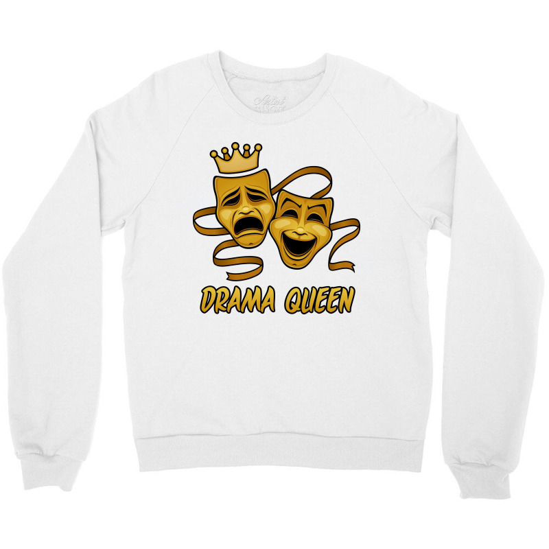 Drama Queen Comedy And Tragedy Gold Theater Masks Crewneck Sweatshirt by fizzgig | Artistshot