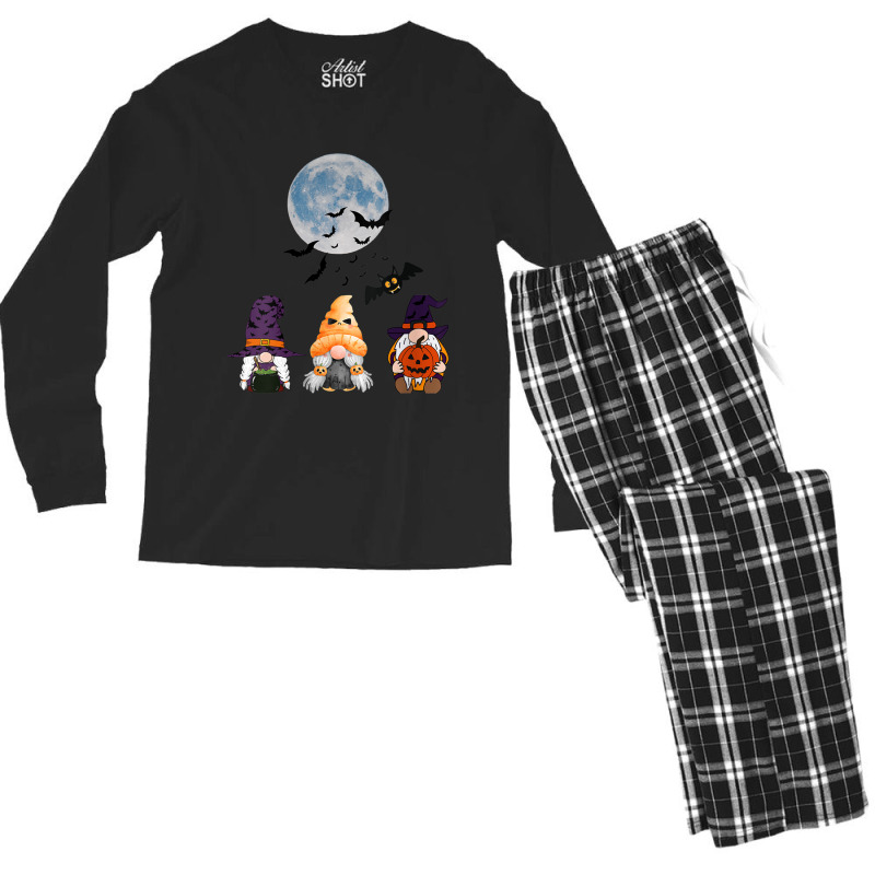 Womens Gnome Witch Halloween Pumpkin Autumn Fall Holiday 2022 Men's Long Sleeve Pajama Set | Artistshot