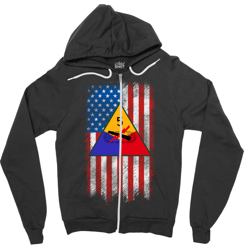 5th Armored Division 5th Ad American Flag Long Sleeve T Shirt Zipper Hoodie | Artistshot