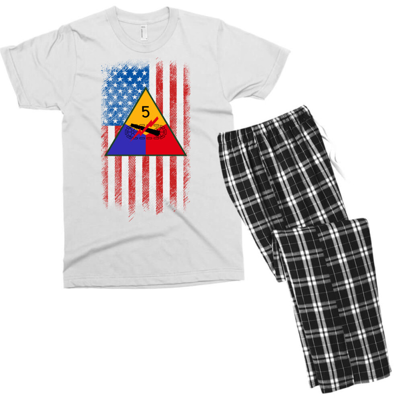 5th Armored Division 5th Ad American Flag Long Sleeve T Shirt Men's T-shirt Pajama Set | Artistshot