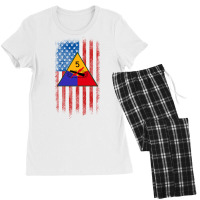 5th Armored Division 5th Ad American Flag Long Sleeve T Shirt Women's Pajamas Set | Artistshot