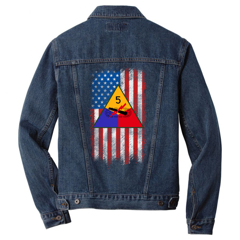 5th Armored Division 5th Ad American Flag Long Sleeve T Shirt Men Denim Jacket | Artistshot