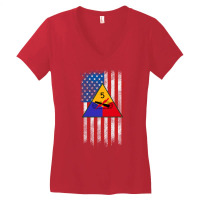 5th Armored Division 5th Ad American Flag Long Sleeve T Shirt Women's V-neck T-shirt | Artistshot