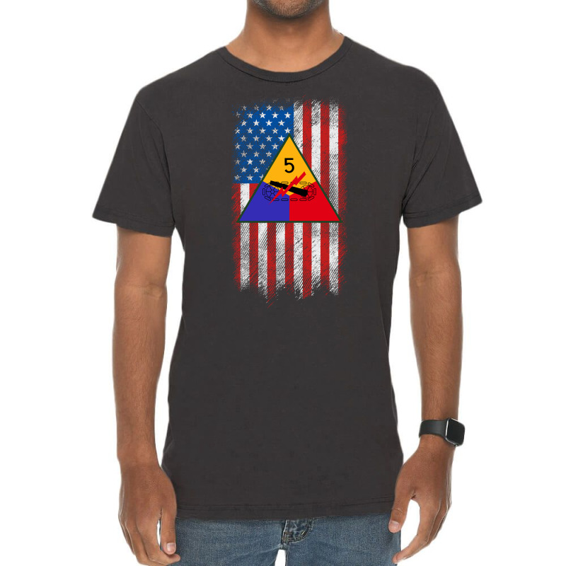 5th Armored Division 5th Ad American Flag Long Sleeve T Shirt Vintage T-shirt | Artistshot