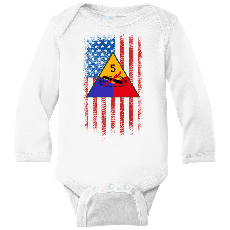 5th Armored Division 5th Ad American Flag Long Sleeve T Shirt Long Sleeve Baby Bodysuit | Artistshot