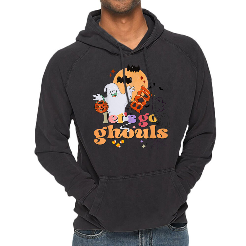 Retro Vintage Groovy Let's Go Ghouls Halloween Ghost Costume T Shirt Vintage Hoodie | Artistshot