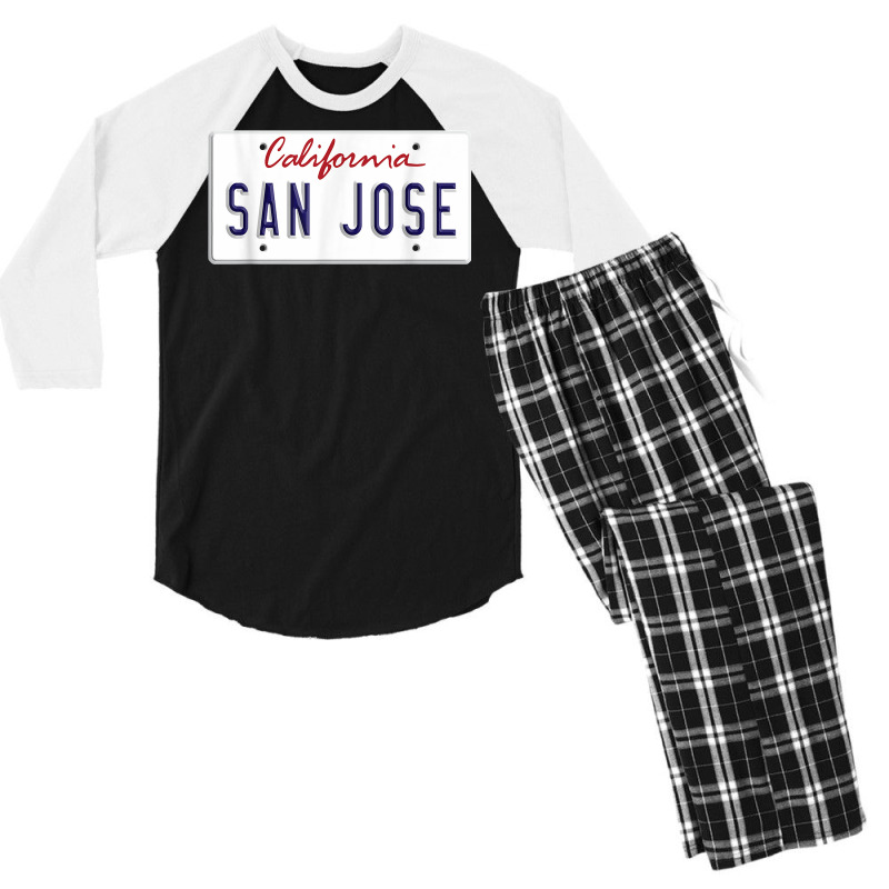 San Jose California Bay Area Silicone Valley License Plate T Shirt Men's 3/4 Sleeve Pajama Set | Artistshot