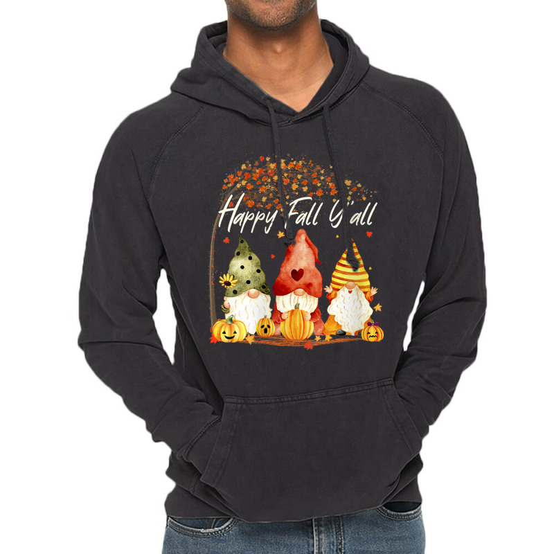 Womens Happy Fall Y'all Garden Gnome Hello Autumn Fall Season Gift Vintage Hoodie | Artistshot