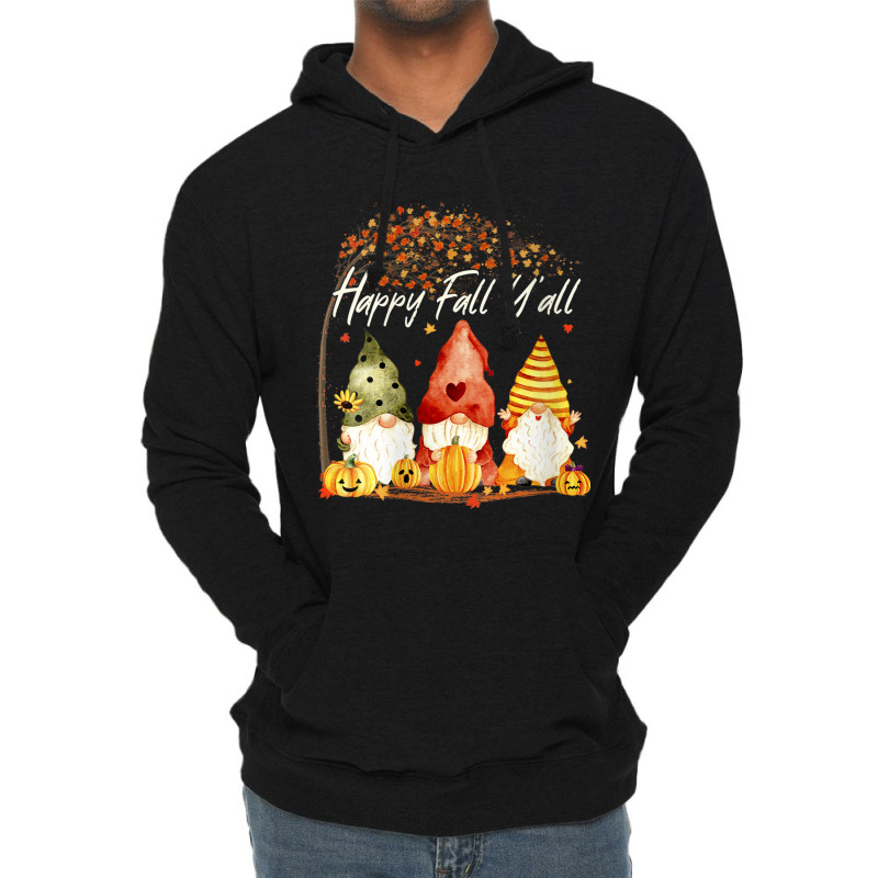 Womens Happy Fall Y'all Garden Gnome Hello Autumn Fall Season Gift Lightweight Hoodie | Artistshot