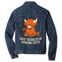 Scottish Highland Cattle   Easily Distracted Highland Cattle T Shirt Men Denim Jacket | Artistshot