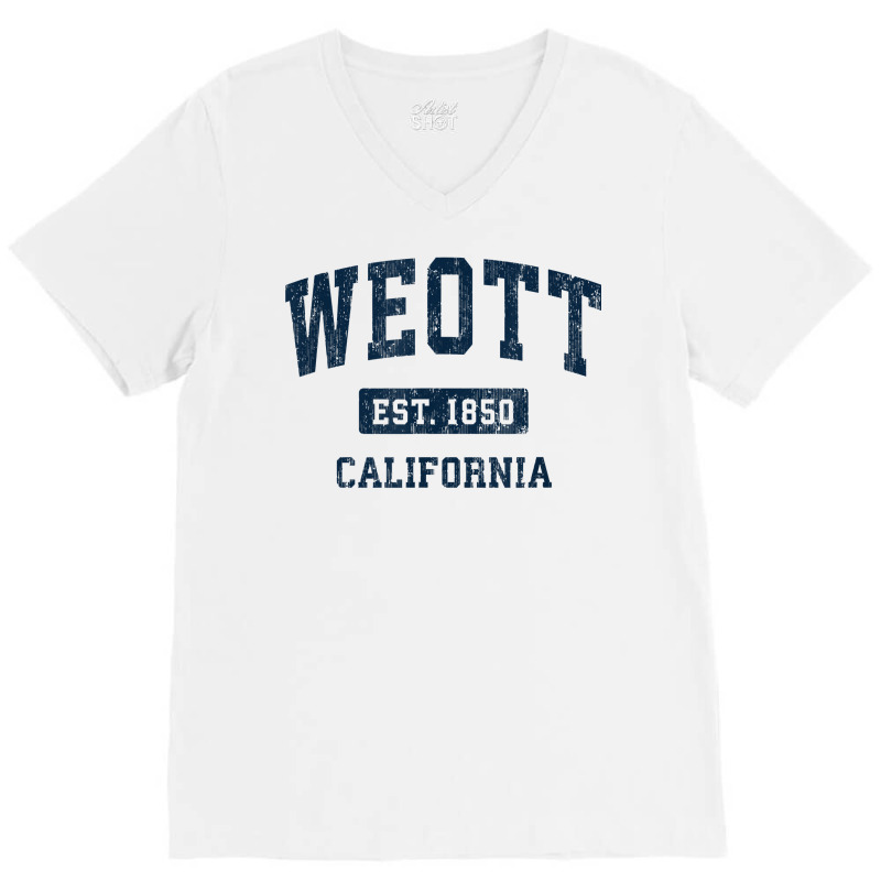 Weott California Ca Vintage Athletic Sports Design T Shirt V-neck Tee | Artistshot