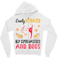 Womens Easily Distraced By Gymnastics And Dogs Gymnast Acrobat T Shirt Zipper Hoodie | Artistshot