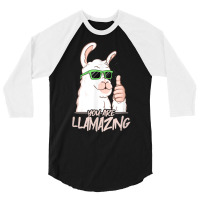 You Are Llamazing   Birthday Party Cool Alpaca Hipster Drips T Shirt 3/4 Sleeve Shirt | Artistshot