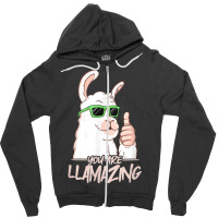 You Are Llamazing   Birthday Party Cool Alpaca Hipster Drips T Shirt Zipper Hoodie | Artistshot