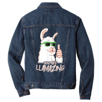 You Are Llamazing   Birthday Party Cool Alpaca Hipster Drips T Shirt Men Denim Jacket | Artistshot