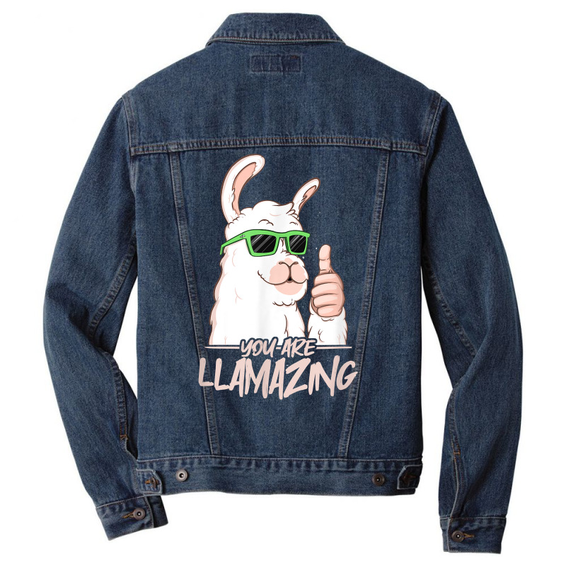 You Are Llamazing   Birthday Party Cool Alpaca Hipster Drips T Shirt Men Denim Jacket | Artistshot