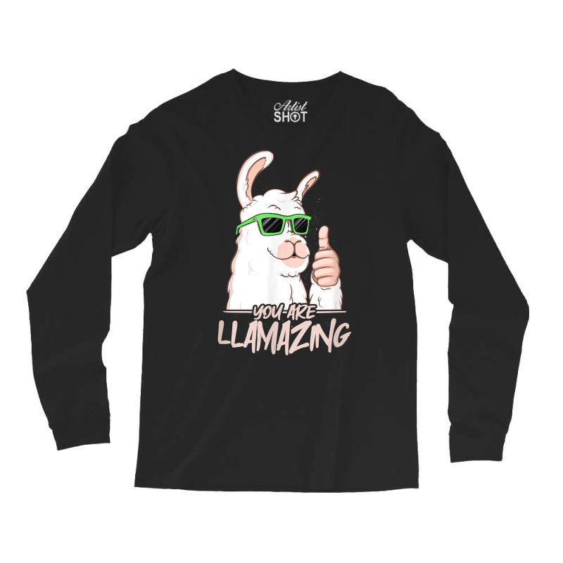 You Are Llamazing   Birthday Party Cool Alpaca Hipster Drips T Shirt Long Sleeve Shirts | Artistshot