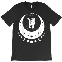 Zodiac Aquarius Horoscope Astrology Cat Crescent Moon T Shirt T-shirt | Artistshot