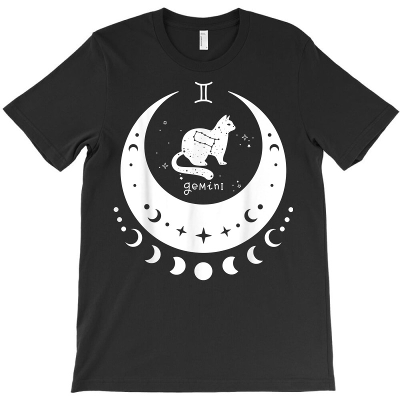 Zodiac Gemini Horoscope Astrology Sign Cat Crescent Moon T Shirt T-shirt | Artistshot